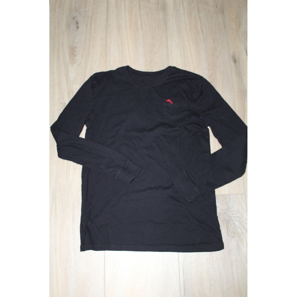 Tommy Bahama Kids Boys Black Long Sleeve Pocket Tee Red Marlin Logo XL 14